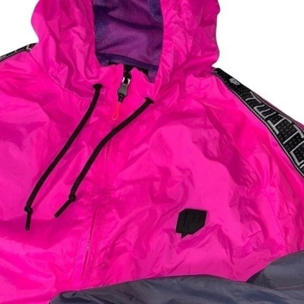 Twitch‎ Windbreaker Jacket Small Pink Purple Colorblock Hooded Full Zip Streamer